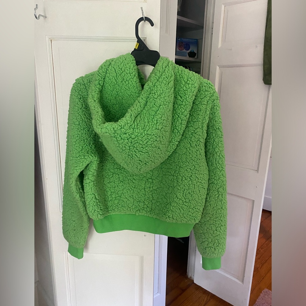 EUC SZ S GREEN SHERPA HOODIE - Picture 5 of 5